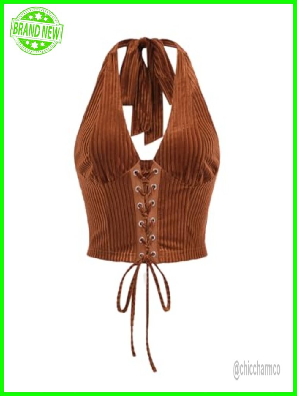Western Halter Corset Top Lace Up Backless Crop Top Slim Fit Sleeveless